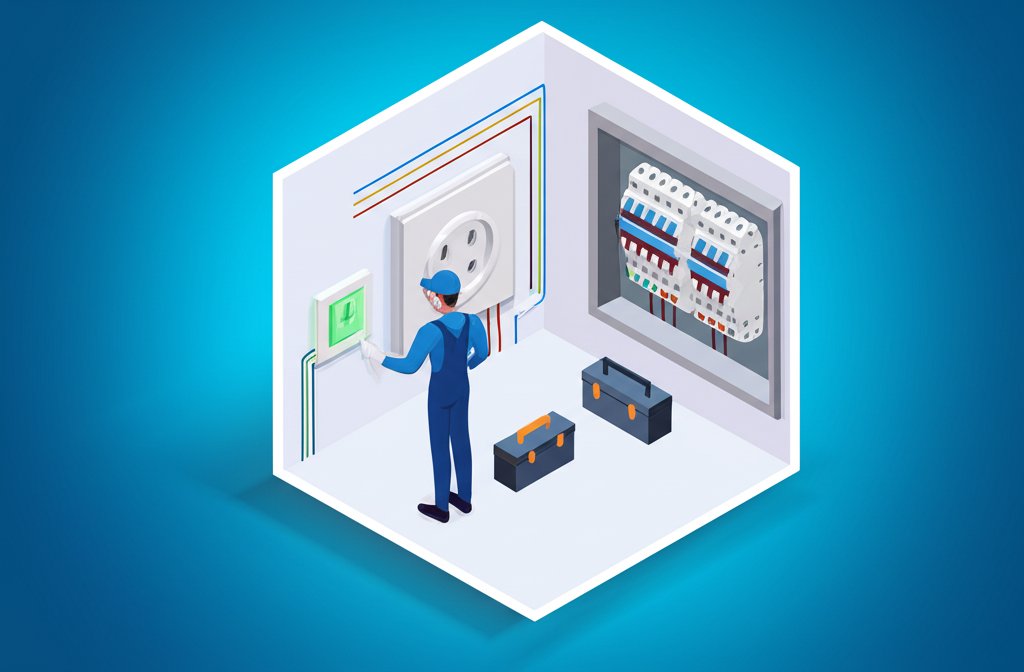 Expert Mesquite electrician performing safe home electrical repairs.